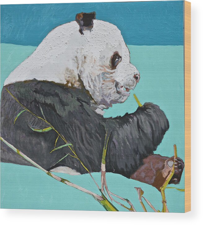 Panda Wood Print featuring the painting DC Panda by Jamie Downs