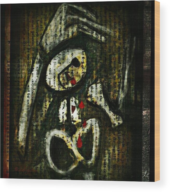 Skeleton Wood Print featuring the digital art Death by a Thousand Tears by Delight Worthyn