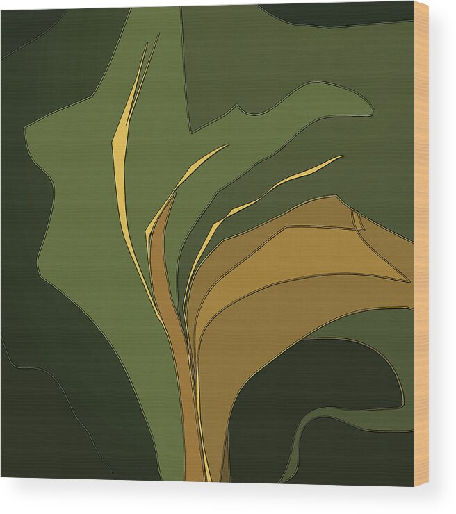 Abstract Wood Print featuring the digital art Deco Tile by Gina Harrison