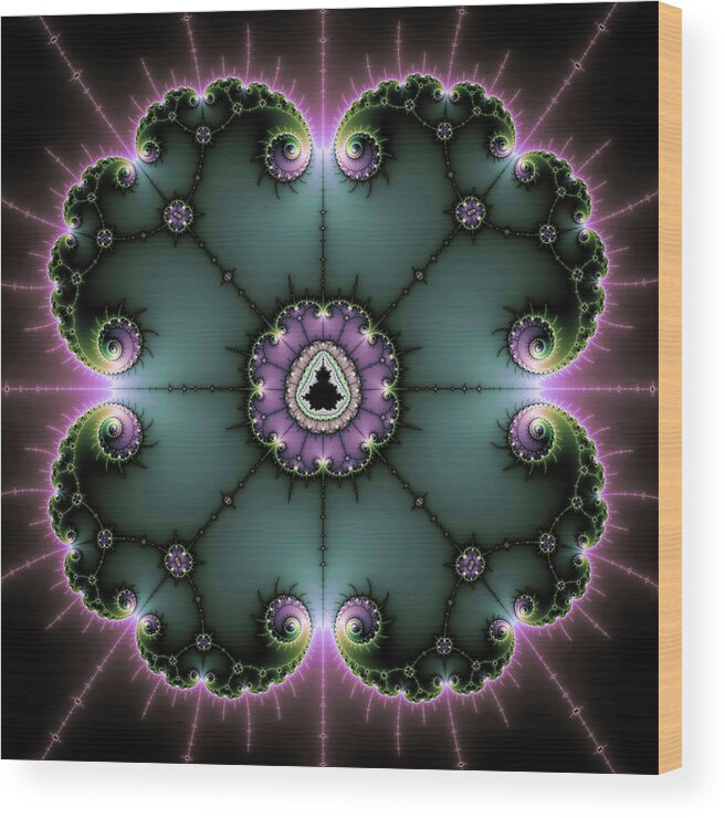 Fractal Wood Print featuring the digital art Decorative Fractal Art purple and green by Matthias Hauser