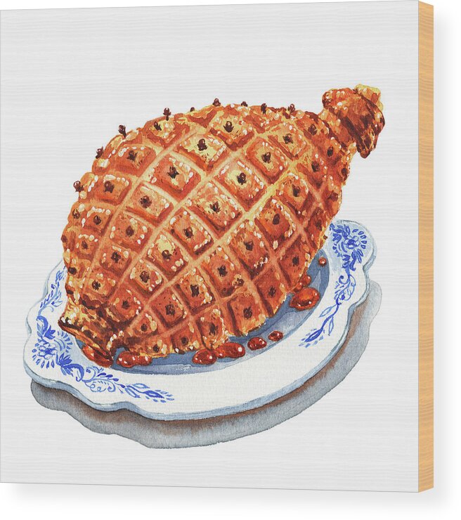 Ham Wood Print featuring the painting Delicious Ham by Irina Sztukowski
