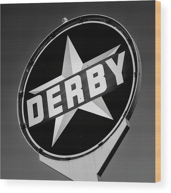 Derby Wood Print featuring the photograph Derby Gas Sign #2 by Stephen Stookey