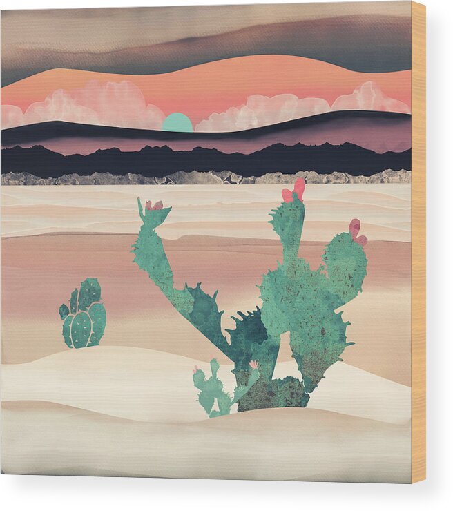 Desert Wood Print featuring the digital art Desert Dawn by Spacefrog Designs