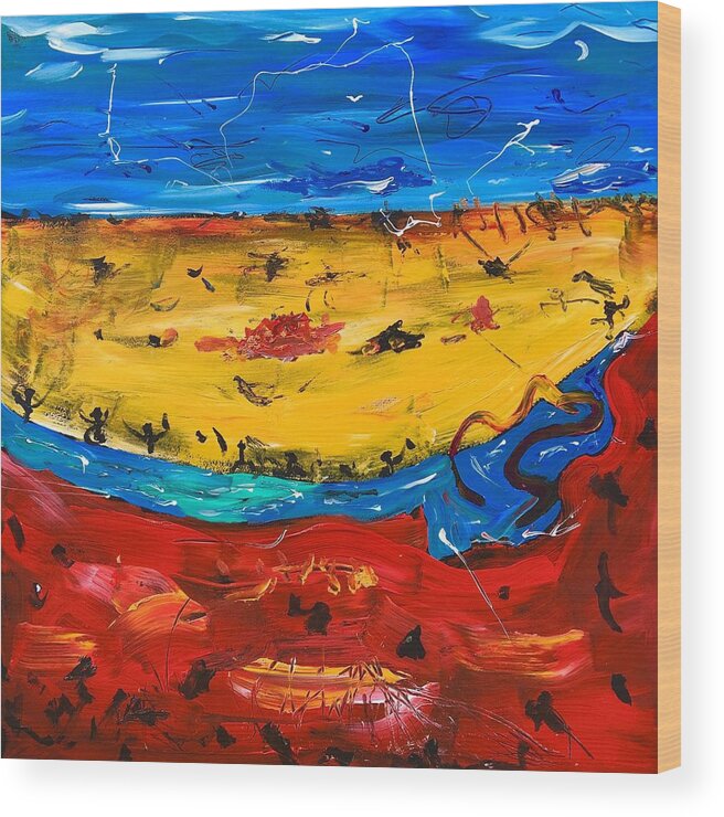 Desert Landscape Wood Print featuring the painting Desert stream by Neal Barbosa