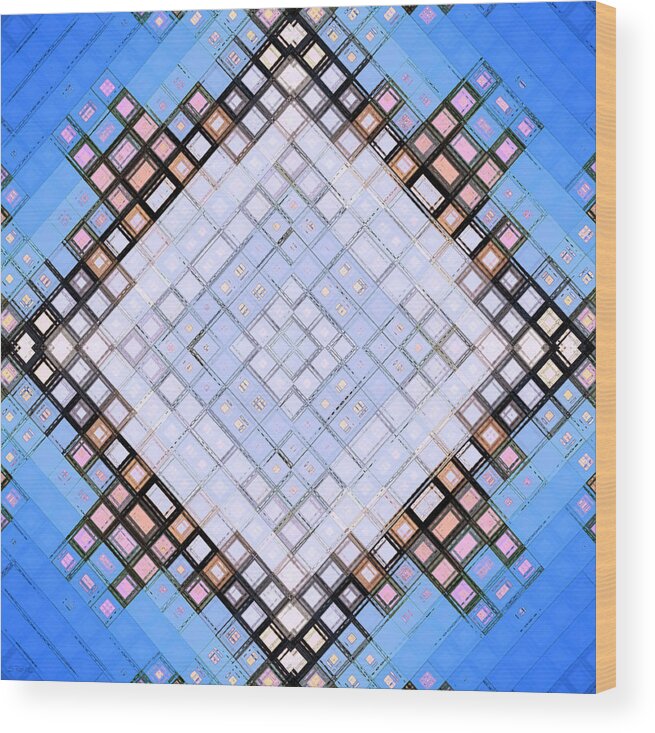 Blue Wood Print featuring the digital art Diamond Blues by Shawna Rowe