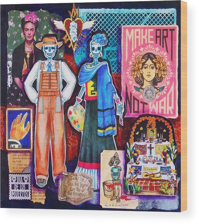 Diego Rivera Wood Print featuring the mixed media Diego and Frida by Candy Mayer