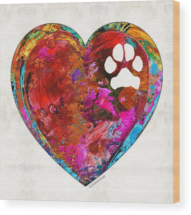 Dog Wood Print featuring the painting Dog Art - Puppy Love 2 - Sharon Cummings by Sharon Cummings