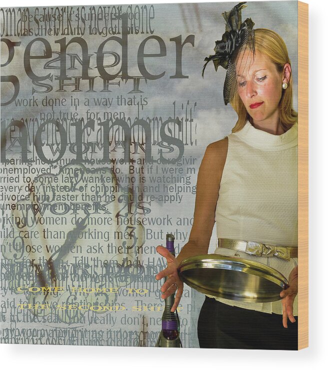 Woman Wood Print featuring the photograph Domestic Considerations Gender Norms by Ann Tracy