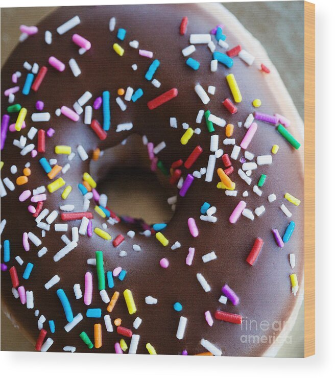 Donut Wood Print featuring the photograph Donut with Sprinkles by Kim Fearheiley