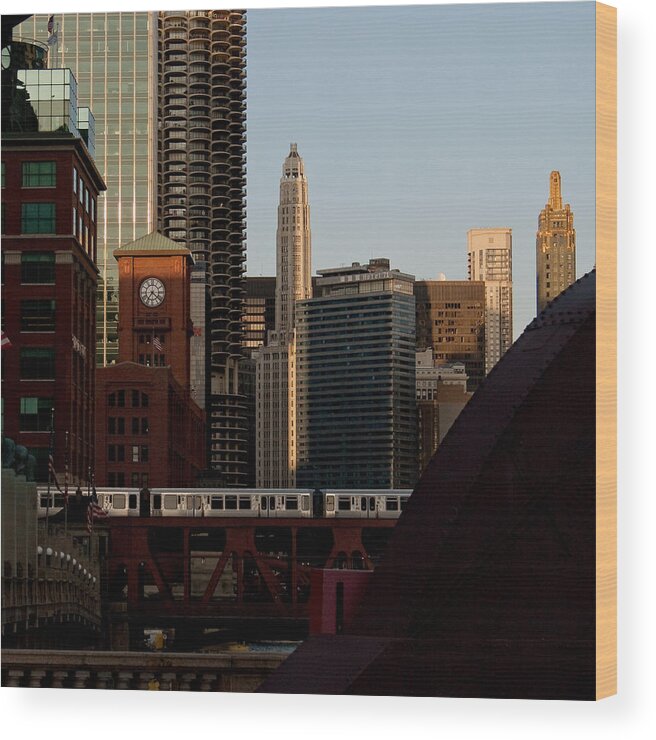 Landscape Wood Print featuring the photograph Downtown Chicago by Jane Melgaard