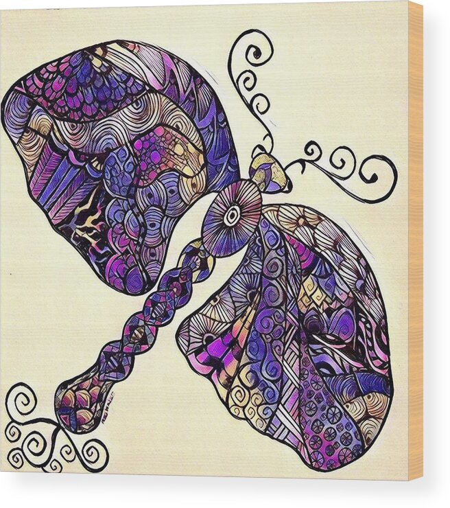 Dragonflies Wood Print featuring the digital art Dragon fantasy 2 by Megan Walsh