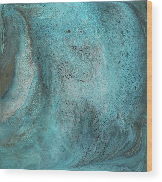Aqua Wood Print featuring the painting Drifting by Tamara Nelson