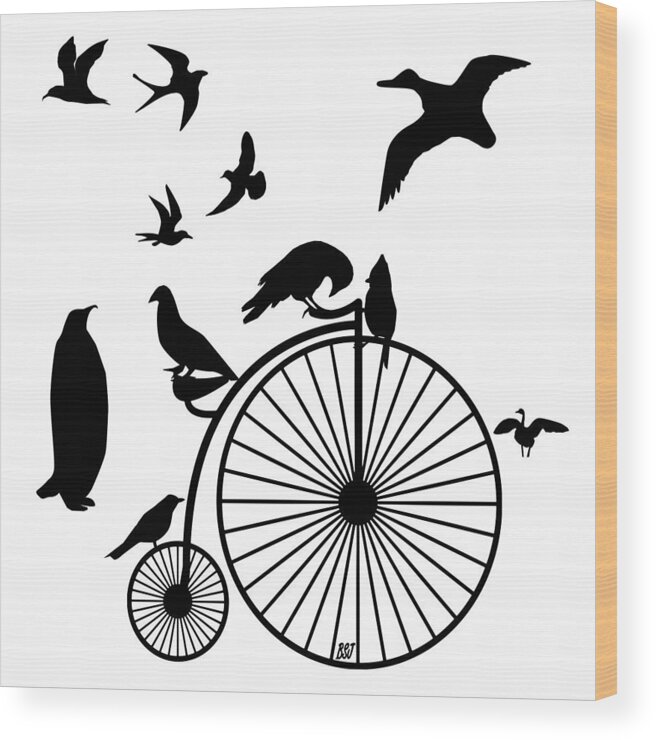 Birds Wood Print featuring the digital art Dude the Birds are Flocking Transparent Background by Barbara St Jean