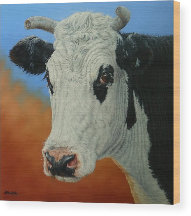 Cows Wood Print featuring the painting Dust Storm-Portrait of Pet by Margaret Stockdale