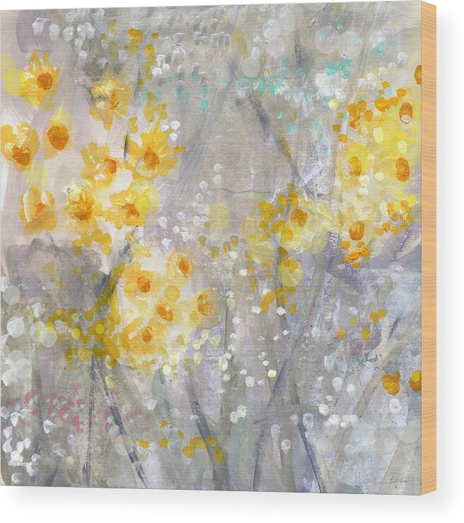 Flower Painting Wood Print featuring the painting Dusty Miller- Abstract Floral Painting by Linda Woods