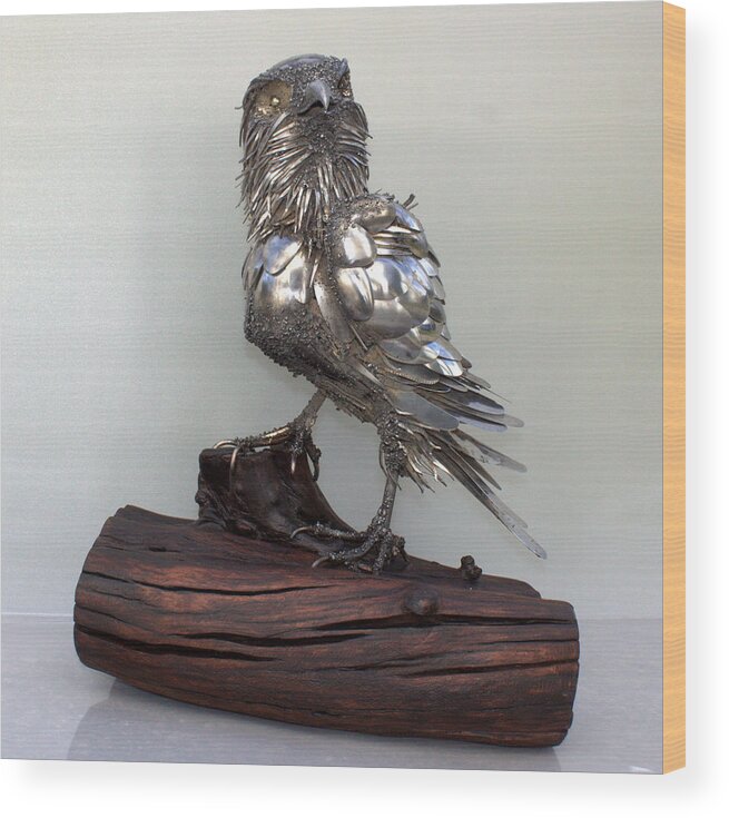 Spoon Wood Print featuring the sculpture Eagle by Farzali Babekhan