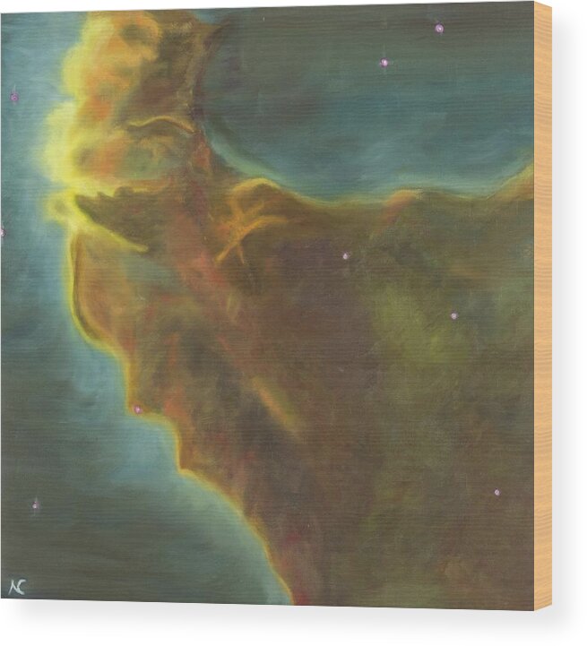 Nebula Wood Print featuring the painting Eagle Nebula by Neslihan Ergul Colley
