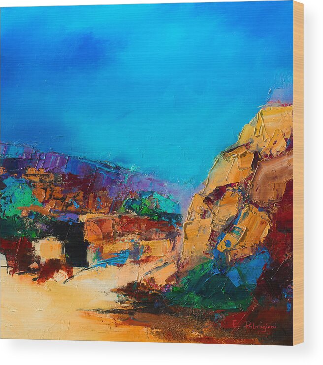 Canyon Wood Print featuring the painting Early Morning Over the Canyon by Elise Palmigiani