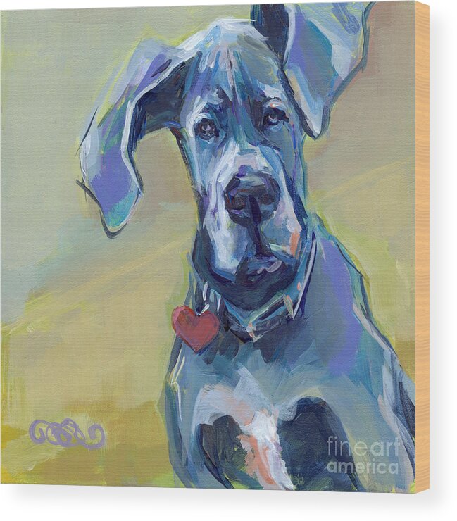 Great Dane Wood Print featuring the painting Ears by Kimberly Santini