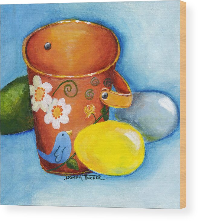 Easter Wood Print featuring the painting Easter Pail by Donna Tucker