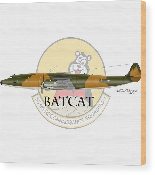 Ec-121r Wood Print featuring the digital art EC-121R BatCat 553 by Arthur Eggers
