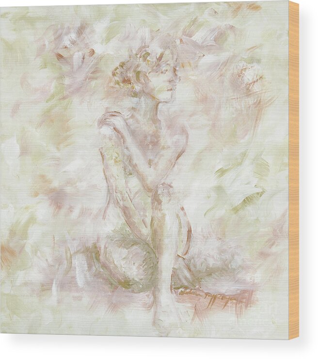Nude Wood Print featuring the painting Echoes by Nadine Rippelmeyer