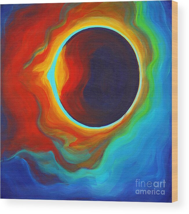 Total Solar Eclipse Wood Print featuring the painting Eclipse by Tanya Filichkin