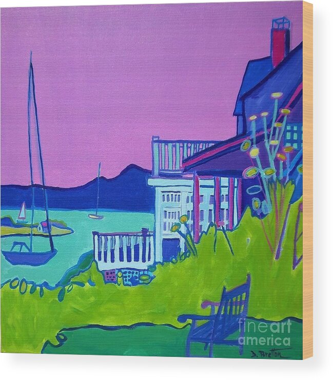 Landscape Wood Print featuring the painting Edgartown Porches by Debra Bretton Robinson