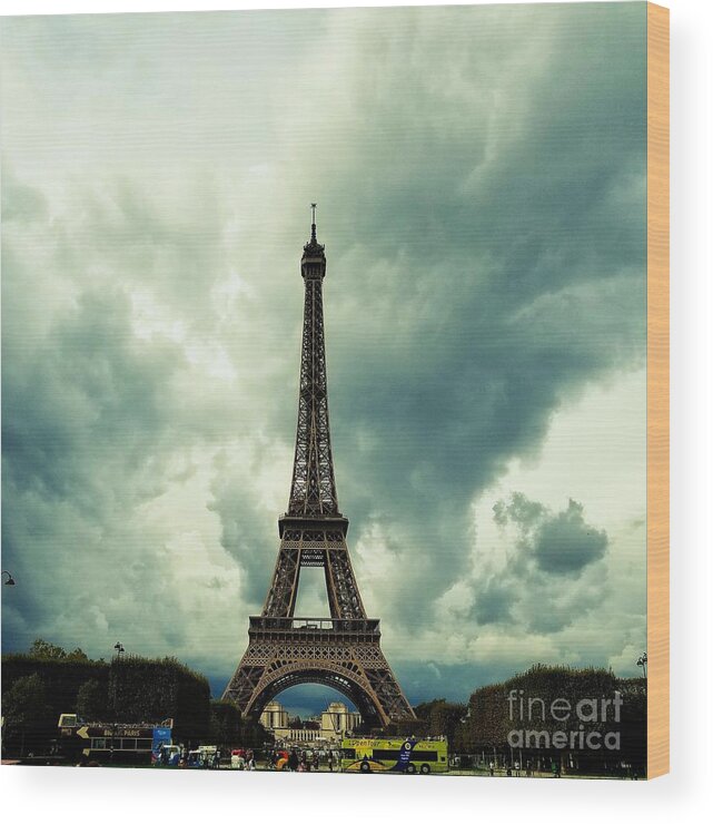Eiffel Tower Wood Print featuring the photograph Eiffel Tower Drama by Amy Regenbogen