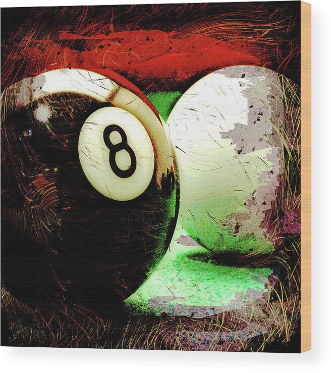 Eight Wood Print featuring the digital art Eight and Cue Ball by David G Paul