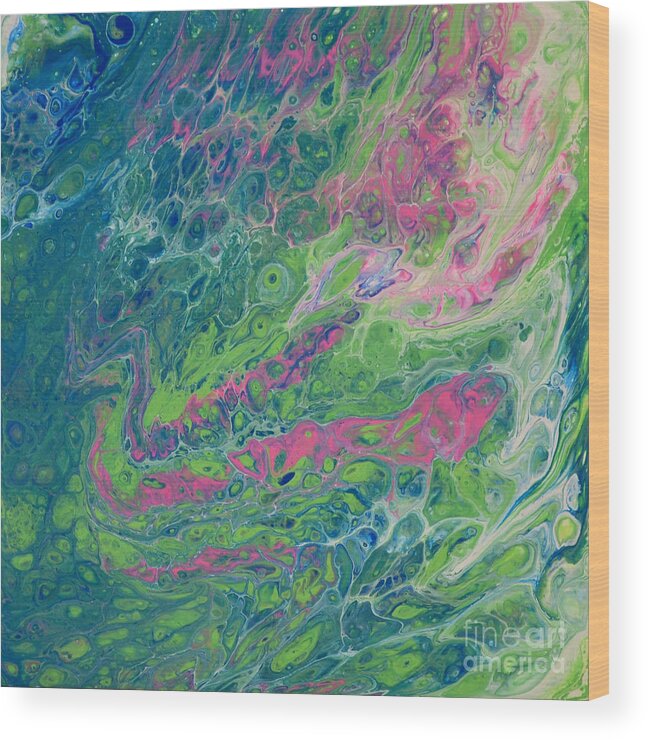 Blue Wood Print featuring the painting Emerging Pink by Shelly Tschupp