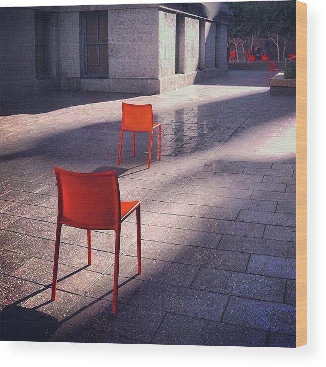 Empty Chairs Wood Print featuring the photograph Empty Chairs At Mint Plaza by Julie Gebhardt