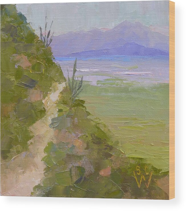Landscape Painting Wood Print featuring the painting End of Day at Gates Pass by Susan Woodward