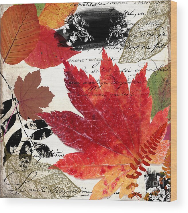 Leaves Wood Print featuring the painting Equinox II by Mindy Sommers
