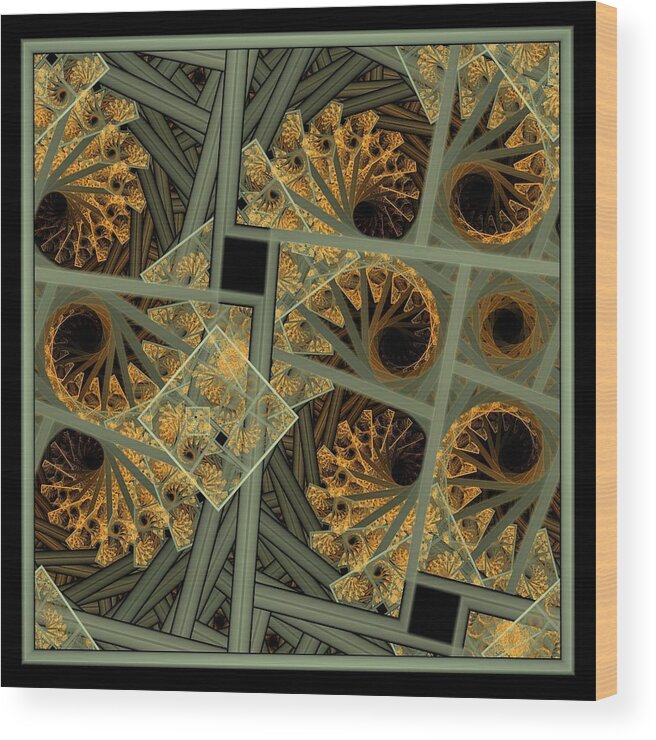 Escher Wood Print featuring the digital art Escher grey-fern by Rick Chapman