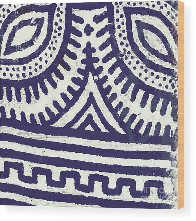 Tribal Pattern Wood Print featuring the painting Esme III by Mindy Sommers