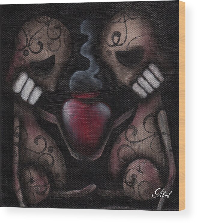 Day Of The Dead Wood Print featuring the painting Et Noster Amor by Abril Andrade