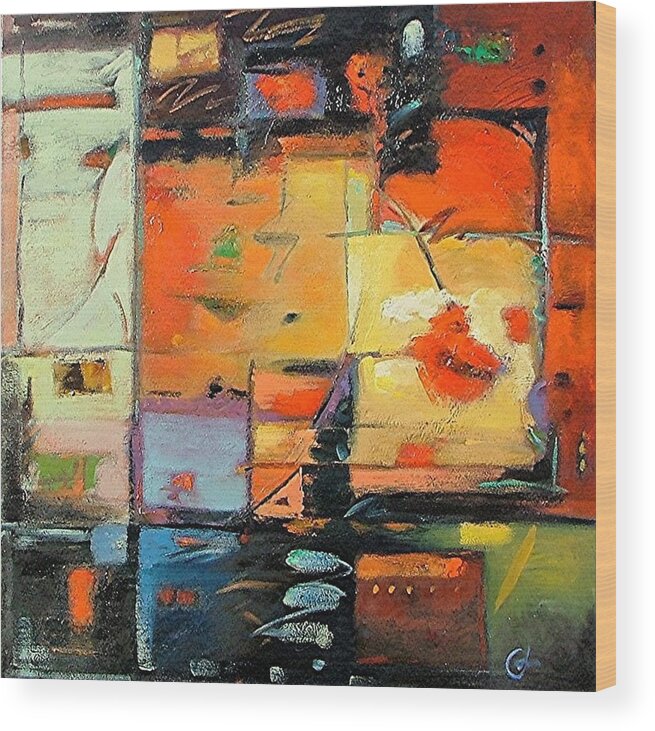 Abstract Painting Wood Print featuring the painting Evening Light by Gary Coleman