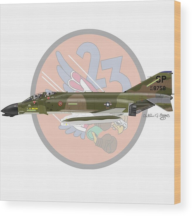 F-4d Wood Print featuring the digital art F-4D Phantom by Arthur Eggers