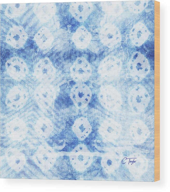 Ikat Wood Print featuring the tapestry - textile Faded Indigo by Colleen Taylor