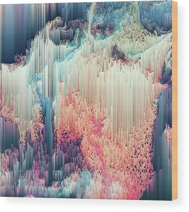 Trippy Wood Print featuring the digital art Fairyland - Pixel Art by Jennifer Walsh