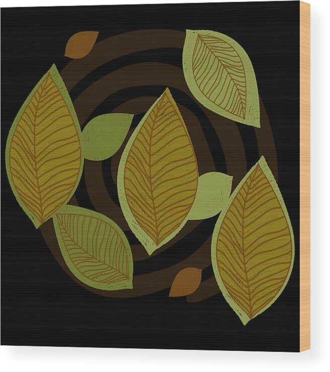 Descending Leaves Wood Print featuring the digital art Falling Into Color by Kandy Hurley