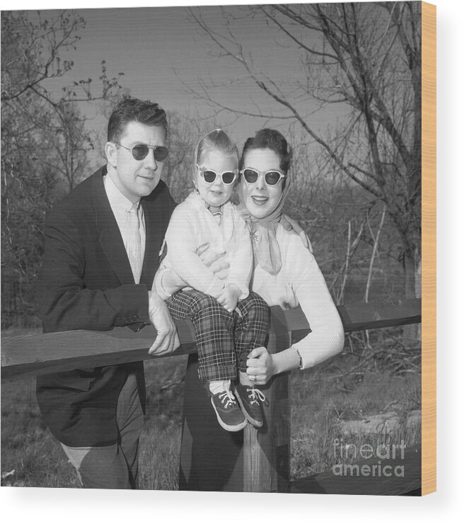 1950s Wood Print featuring the photograph Family Portrait With Sunglasses, C.1950s by J. Rogers/ClassicStock