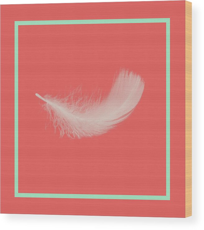Pantone Cayenne Wood Print featuring the painting Feather by Bonnie Bruno