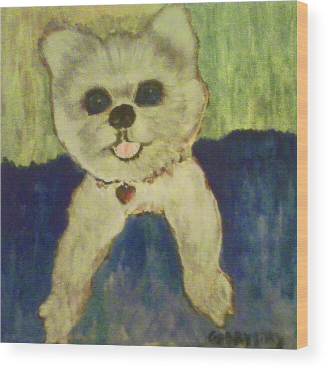 Pets Wood Print featuring the painting Fed Ex Doggie by Gabby Tary
