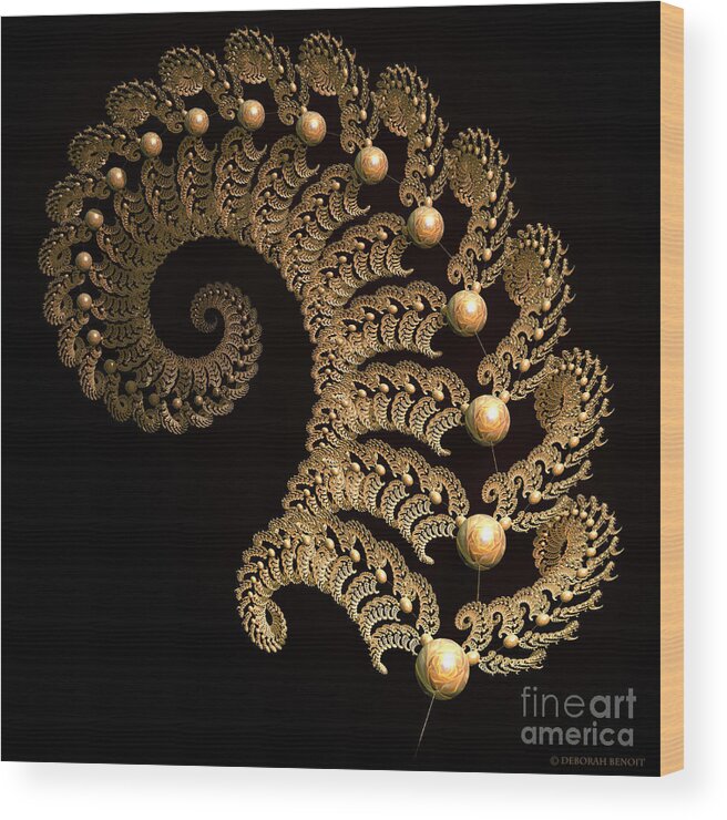 Incendia Wood Print featuring the digital art Fern-Spiral-Fern by Deborah Benoit