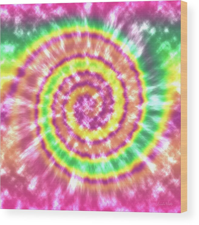 Festival Wood Print featuring the mixed media Festival Spiral Bright Colors- Art by Linda Woods by Linda Woods