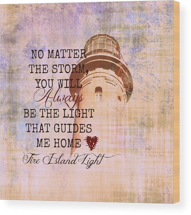 Brandi Fitzgerald Wood Print featuring the digital art Fire Island Light House Poem 3 by Brandi Fitzgerald