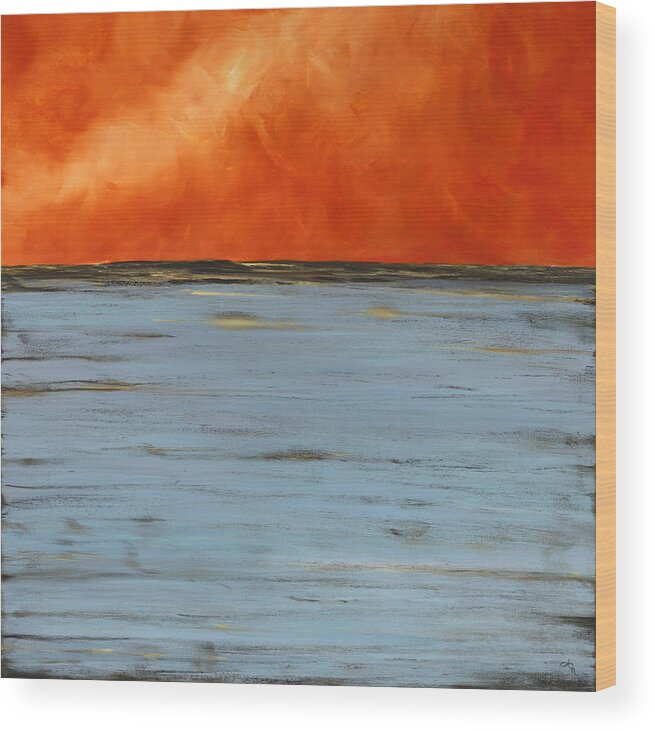 Ocean Wood Print featuring the painting Firesky by Tamara Nelson