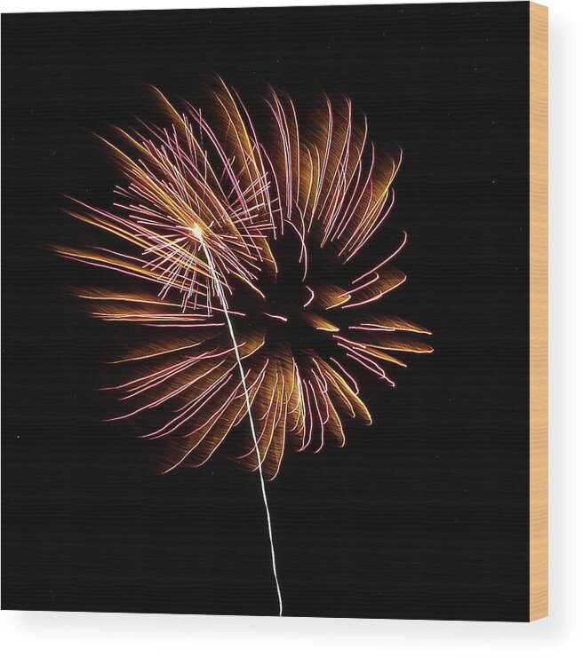 Fireworks Wood Print featuring the photograph Fireworks from a Boat - 24 by Jeffrey Peterson